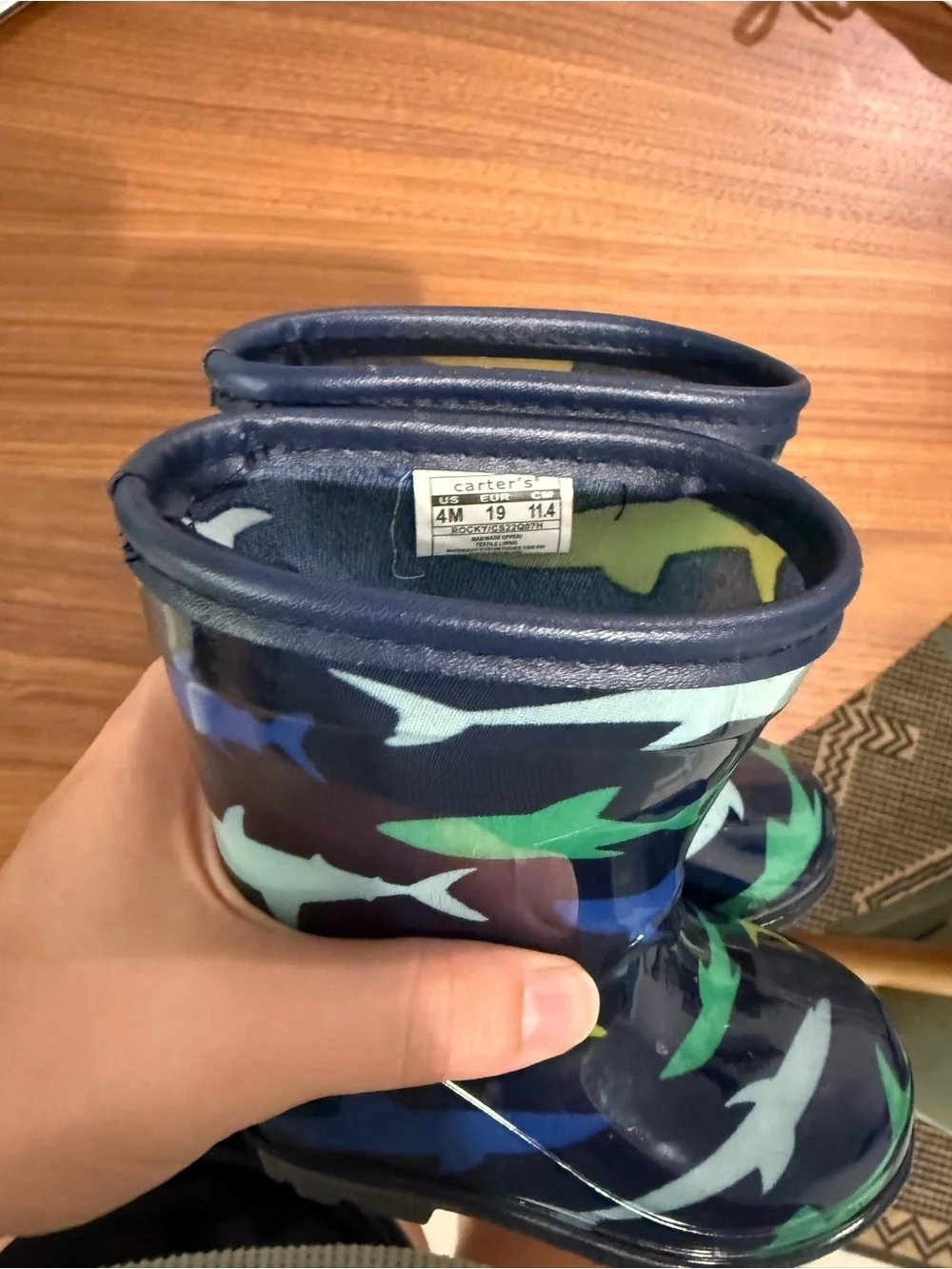 Carter's Navy Shark Pattern Kids Rain Boots